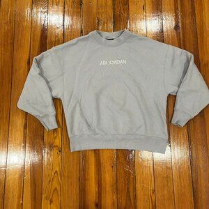 Nike Air Jordan Woodmark Crewneck Sweatshirt Silverfrost Gray Oversized Men S